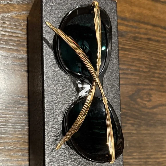CHANEL Black Sunglasses with Gold Accents & Case CHANEL | Accessories | Chanel Black Gold Sunglasses With  main image 2